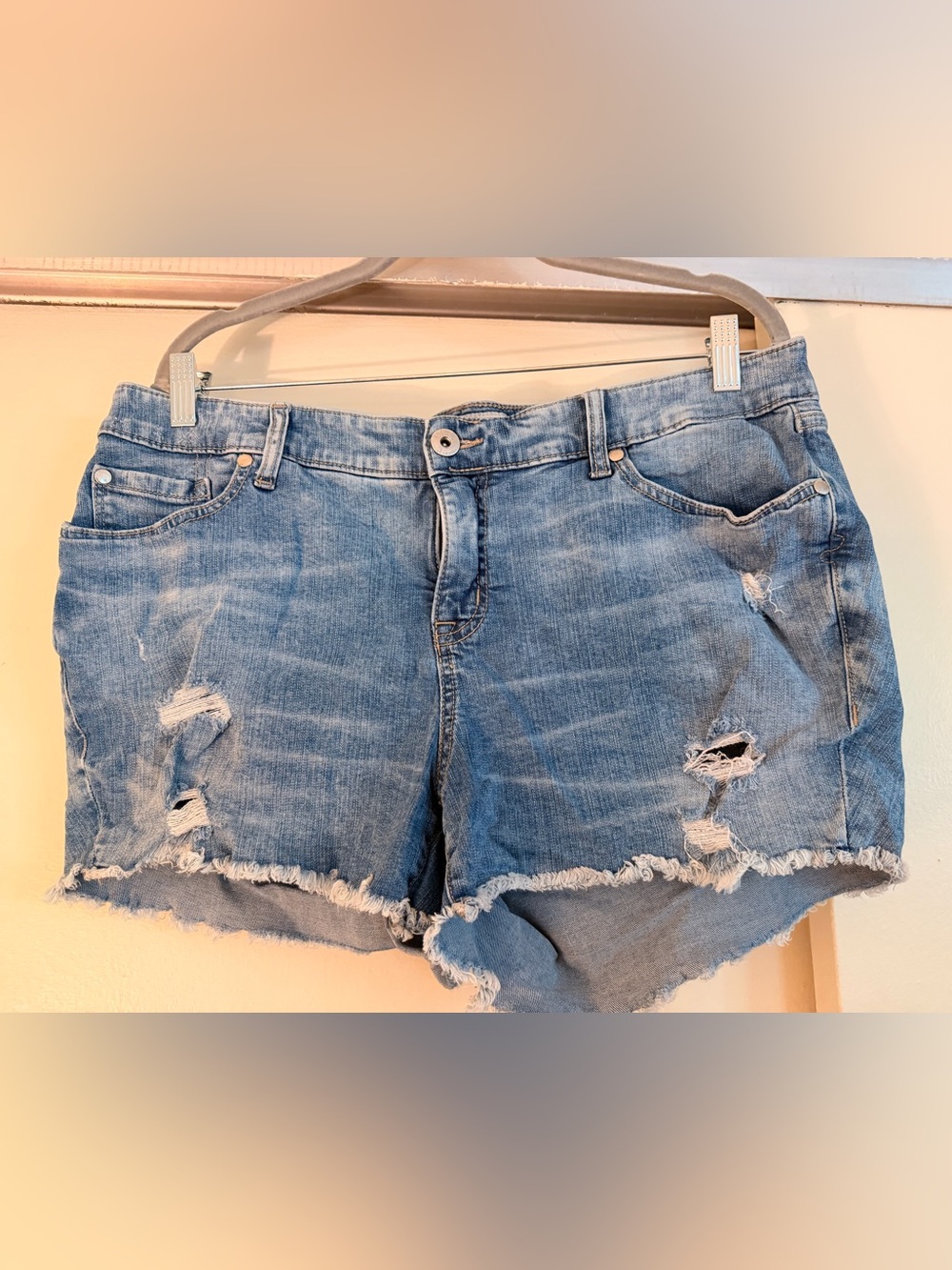 torrid Light Wash Distressed Denim Cutoff Shorts